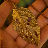 Timeless Alder Leaf Pendant-  In Brass